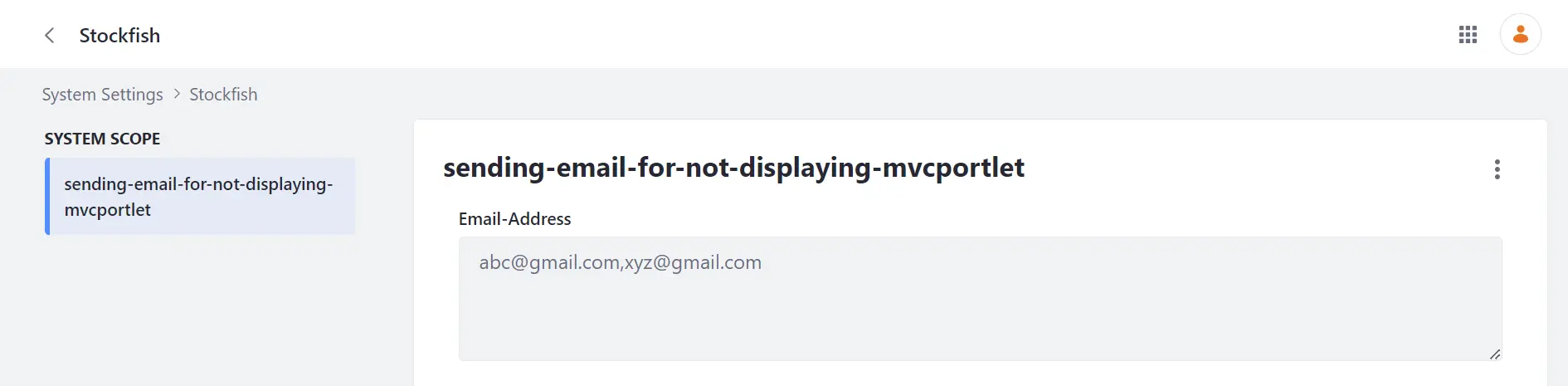 Email notification system configuration