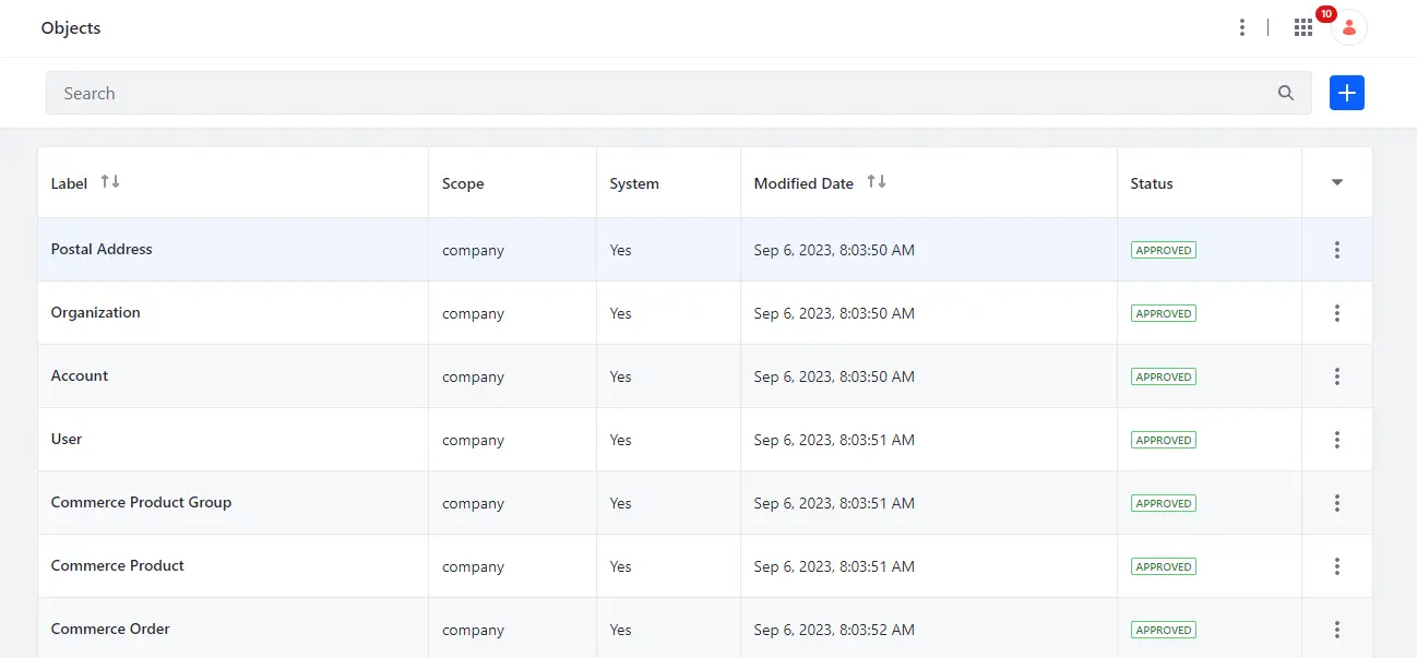 Liferay object detail